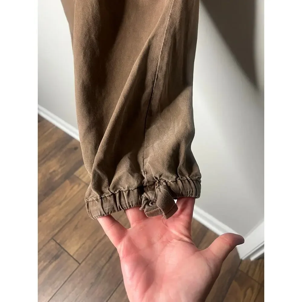 Pilcro Anthropologie Brown Linen‎ Blend Barrel Jogger Pants Brown Utility Boho M
